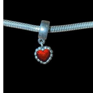 Authentic Pandora Red heart sterling silver dangle charm